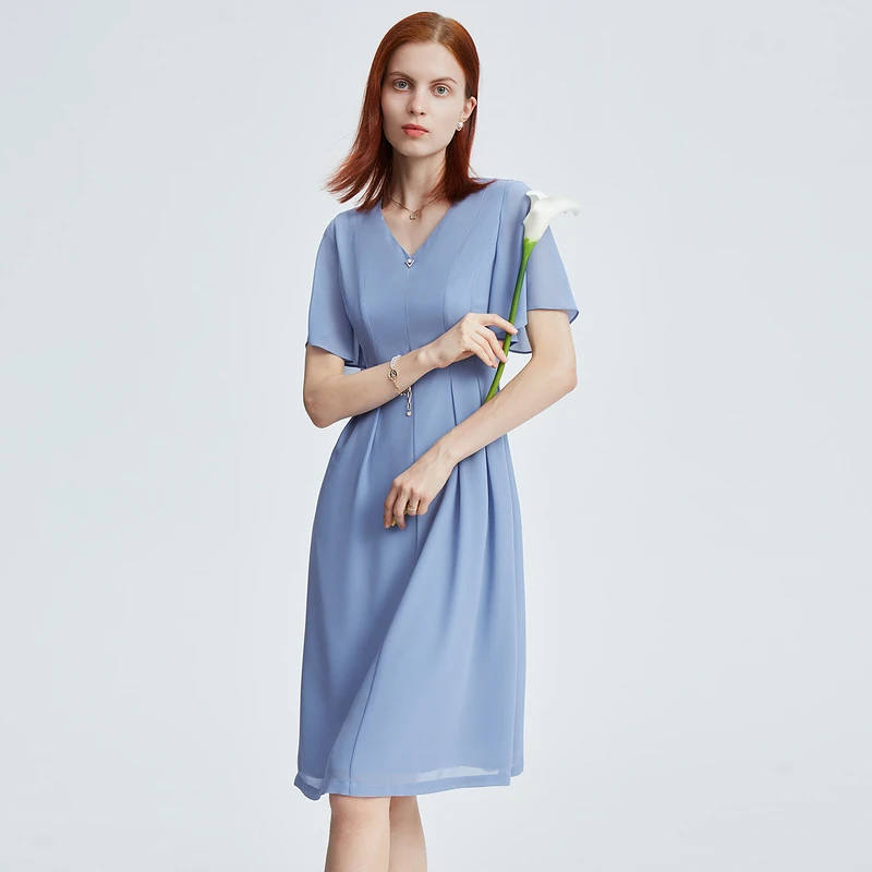 【粉丝专享】FINITY 新款收腰气质时尚修身中长款连衣裙 F21W4A22L3