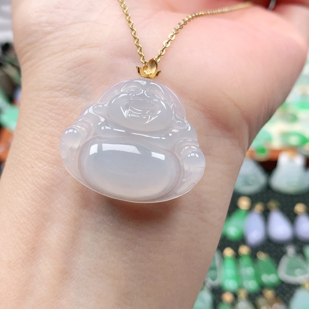 吊坠(不含链)18K金镶嵌翡翠