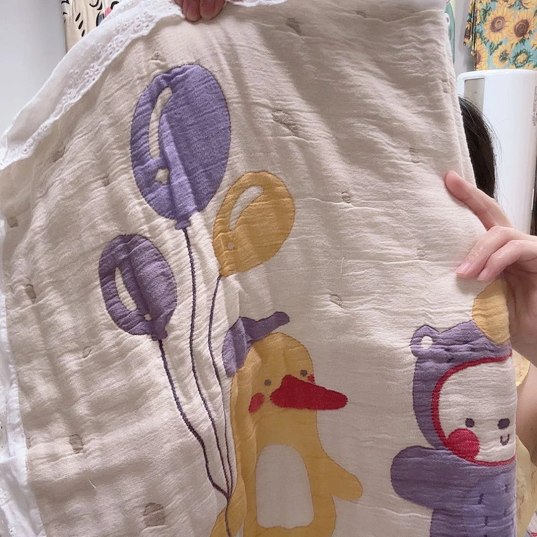 全棉泡芙枕巾花边气球鸭