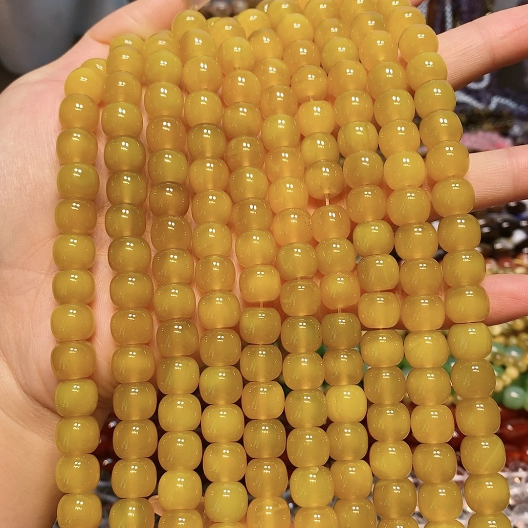 散珠玛瑙/玉髓8✖️10mm黄玛瑙老行一条