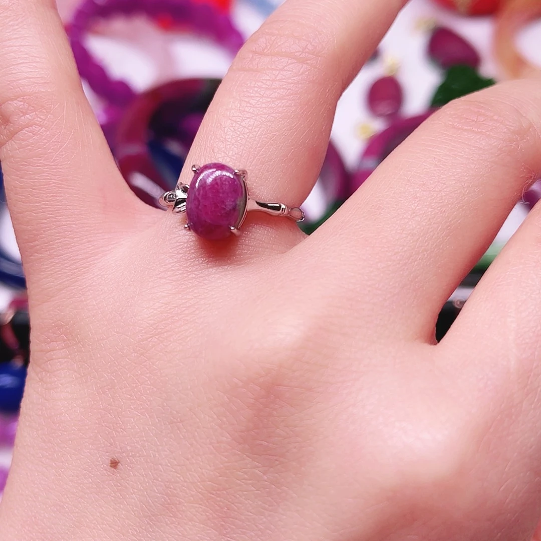 戒指银S925镶嵌红宝石