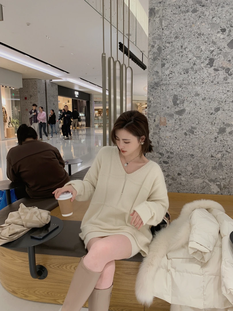 ASM ANNA◆法式香颂套装~气质v领纹理感针织短裙A3245