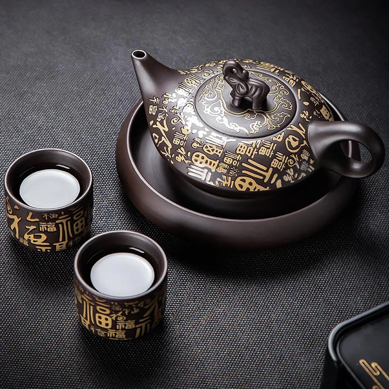 遇热变色紫砂泡茶壶手工茶壶创意金福凤鸣壶出水鸟叫紫砂壶礼品壶