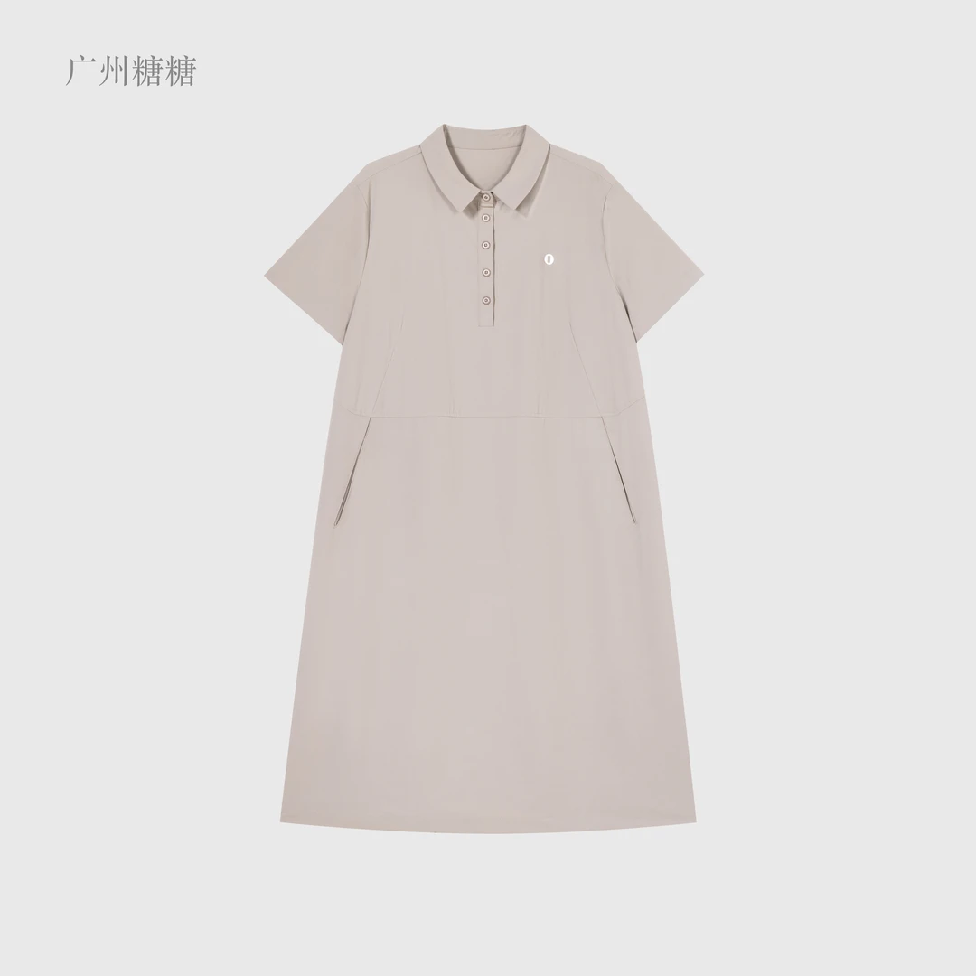 夏季新款超柔珍珠底弹力速干面料气质显瘦女士翻领连衣裙【6952】NN