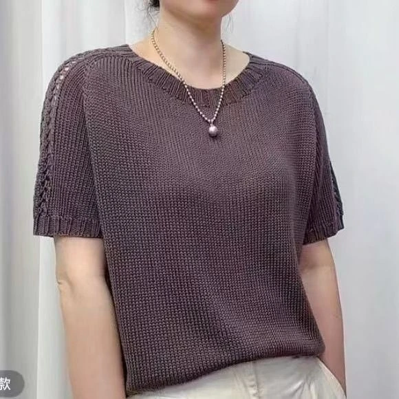 织盛夏款桑蚕丝莱赛尔天丝棉线柔软透气短袖手工编织纯棉