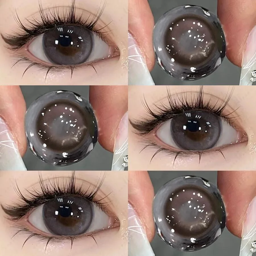 眸可【3副加购】蜜茶桃花林半年抛三明治美瞳大小直径隐形眼镜通勤