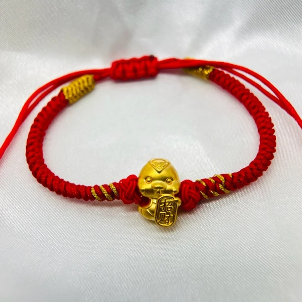 足金饰品/招财蛇红手绳本命生肖蛇年新年礼物/1.30/ABPZJ043/789
