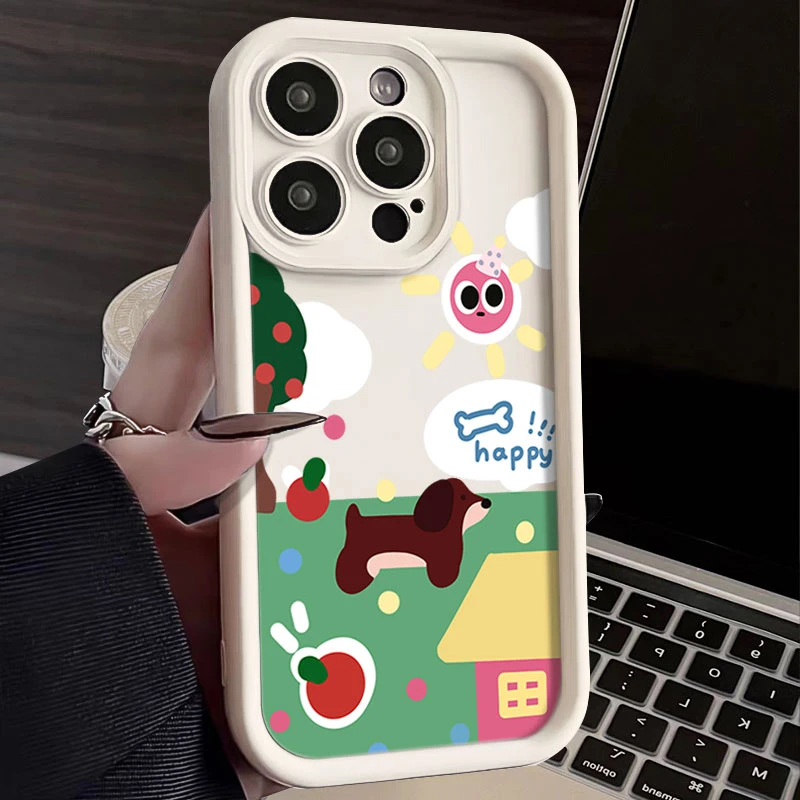 可爱腊肠狗适用iphone16苹果手机壳15promax金刚砂14软13全包1211