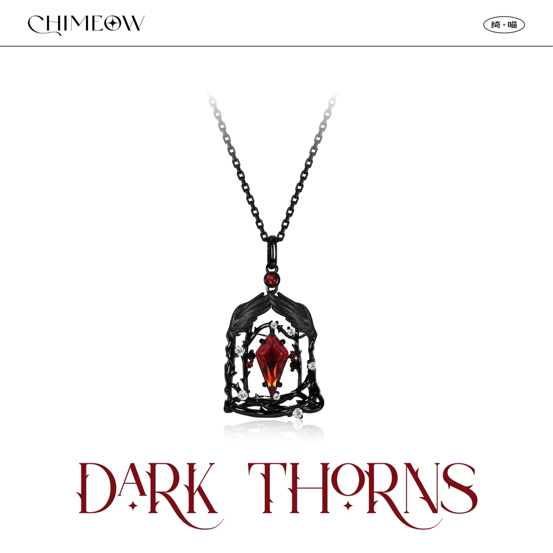 Chimeow绮喵原创设计动漫羽毛荆棘锆石项链吊坠