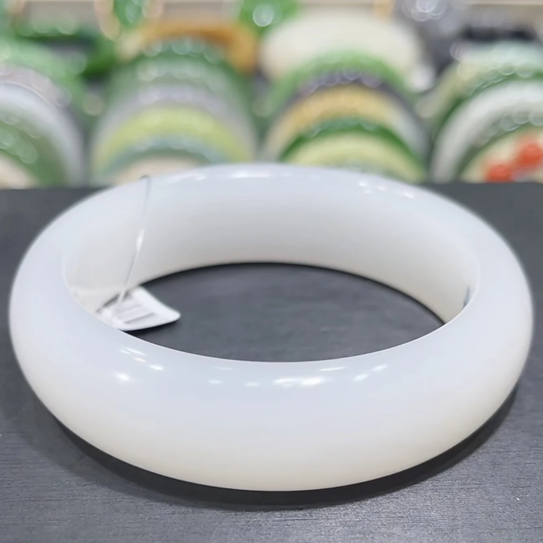 和田玉高冰白玉手镯52-53-54圈口（宽版）