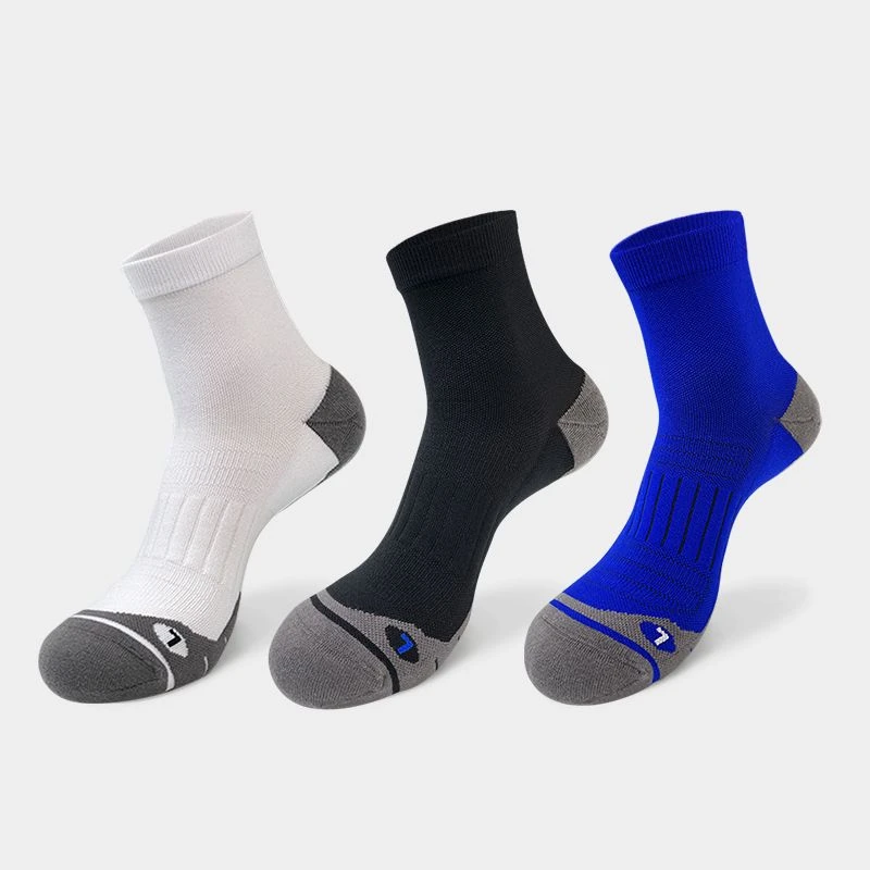 运动袜男户外速干吸汗毛巾底中短筒防滑透气马拉松跑步袜子成人款