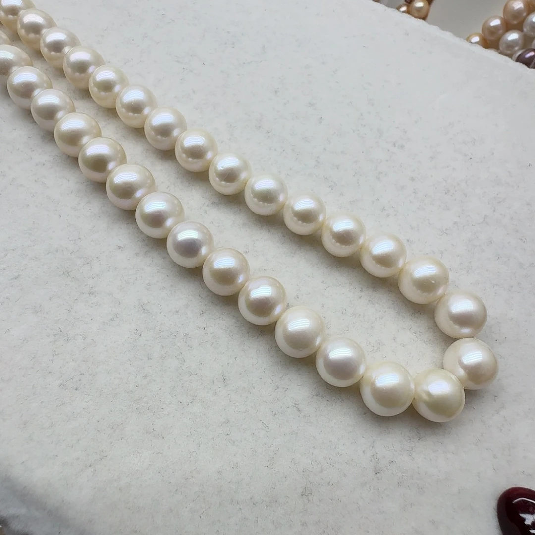 银S925镶嵌颈饰淡水珍珠10-11正圆极微瑕