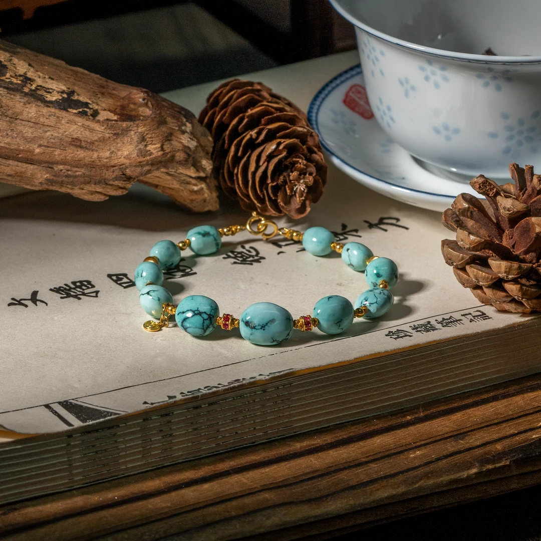 【世间臻宝】18K绿松石DIY手串/Q1984/多样性发一件/7mm+/3