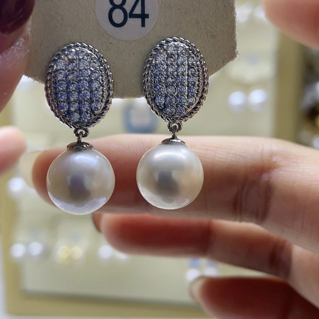 淡水珍珠耳饰银S925镶嵌