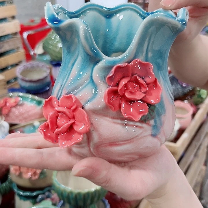 有孔.凑单10元陶瓷花盆发货！