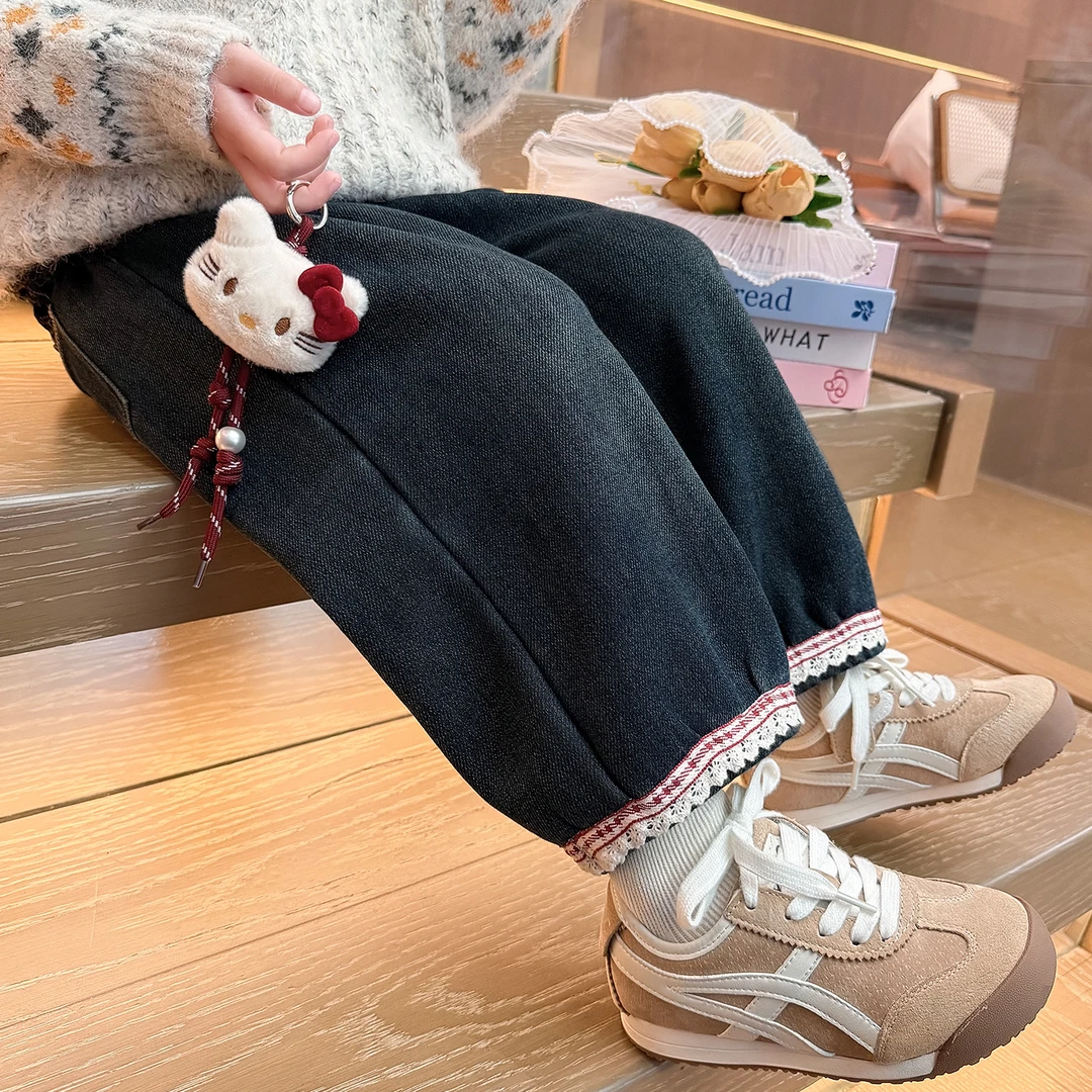 儿童加绒牛仔裤秋冬装2025新款男女童一条过冬裤子宝宝冬季休闲裤