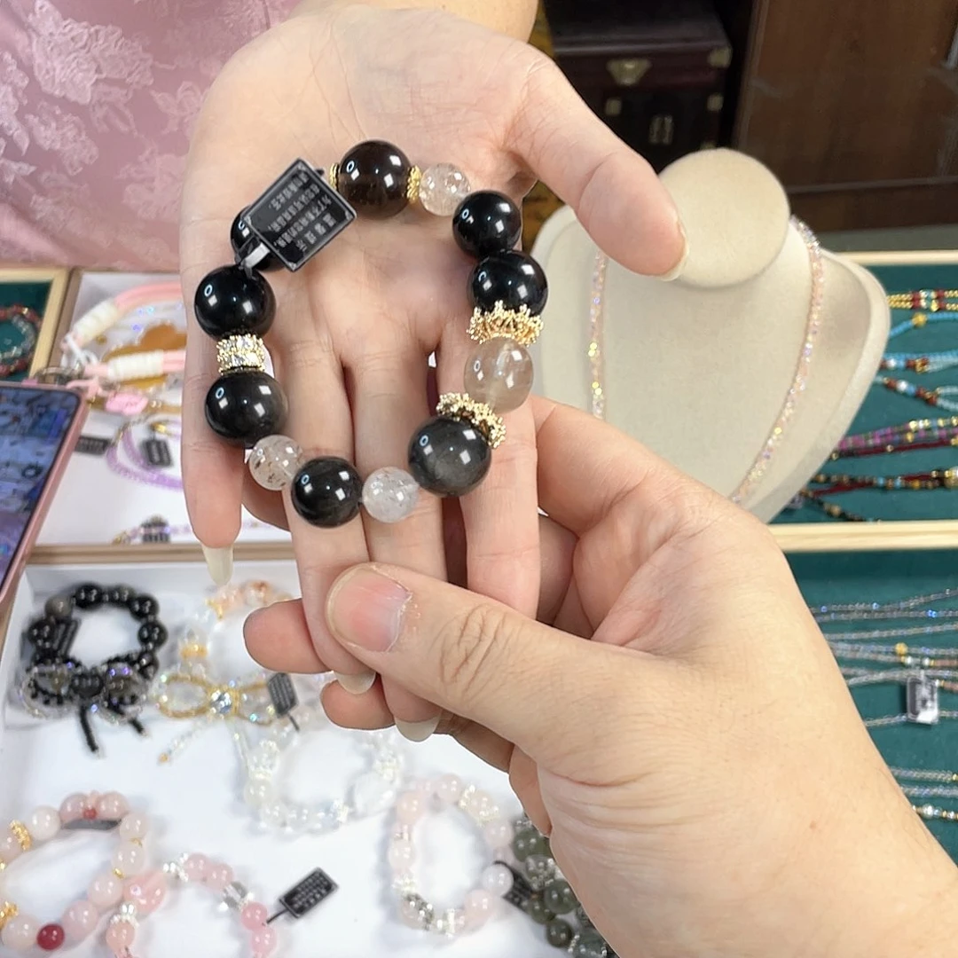 水晶手链银S925镀金镶嵌