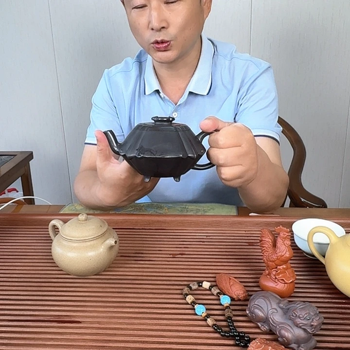 茶壶紫砂菱花合欢宜兴紫砂壶