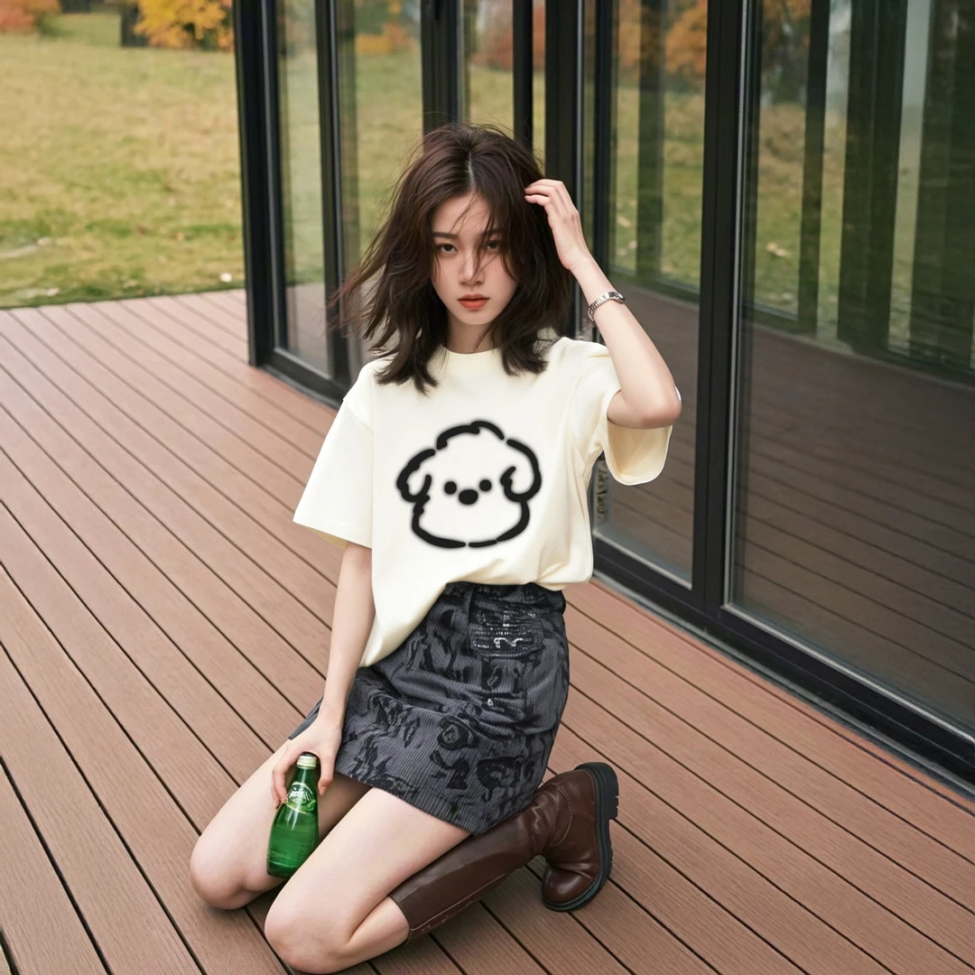 YEP设计感印花短袖t恤男女夏季新款潮牌情侣半袖宽松小众百搭上衣