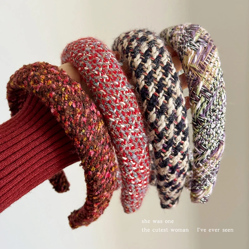 小香风毛线编织发箍女2025新款高颅顶头箍秋冬气质压发卡新年头饰