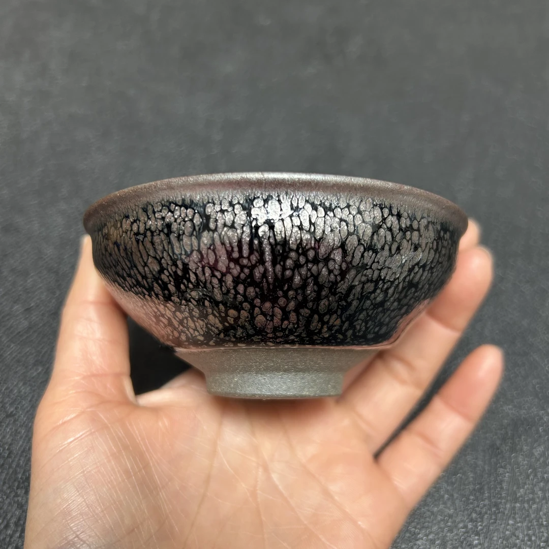 建窑建盏手工官帽油滴盏