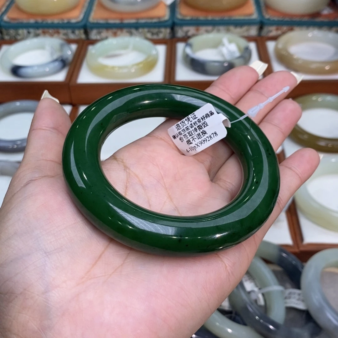 和田玉未镶嵌手镯和田玉俄碧胖圆5657