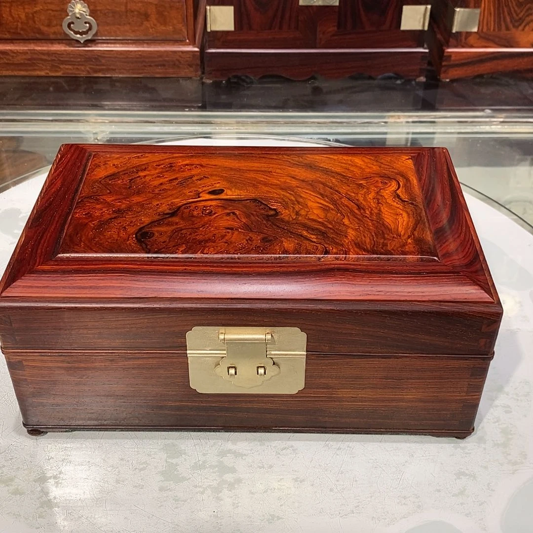微凹黄檀（南美大红酸枝）独板首饰盒25/16/10