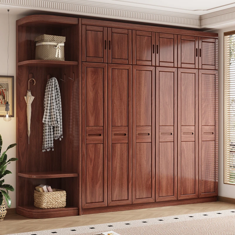 新中式黑胡桃衣柜组装大衣柜家用卧室2025年新款主卧家用大衣橱柜