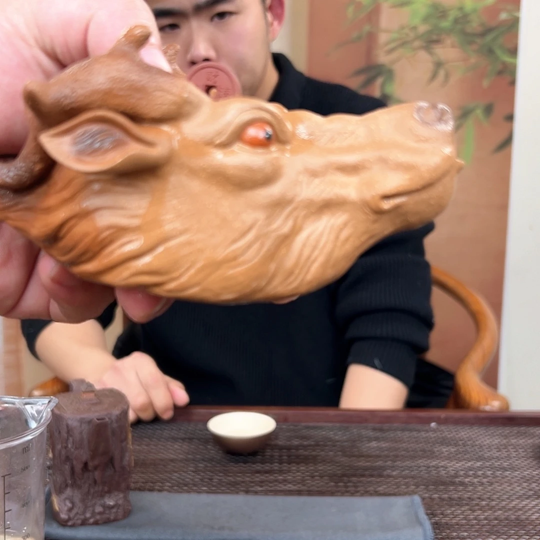 紫砂茶杯鹿头放好健康啦啦啦