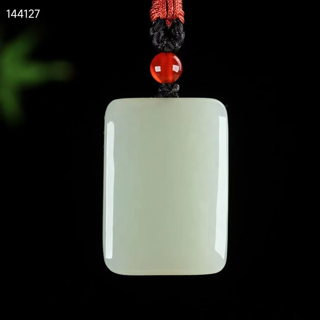 HY-【平安牌】和田玉青海料吊坠无事牌做工精美，品相完美