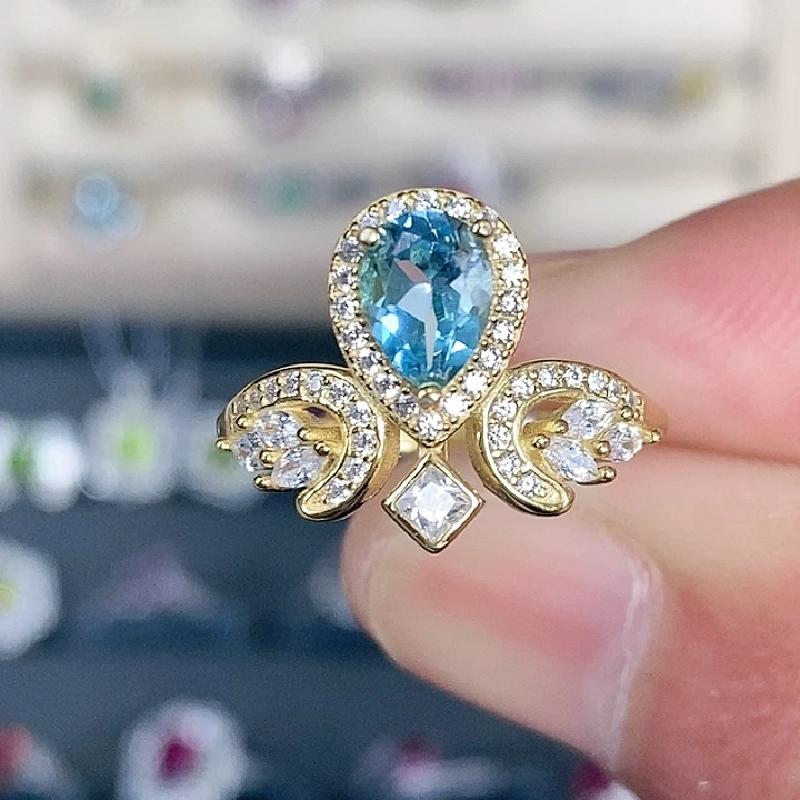 托帕石戒指银S925镶嵌