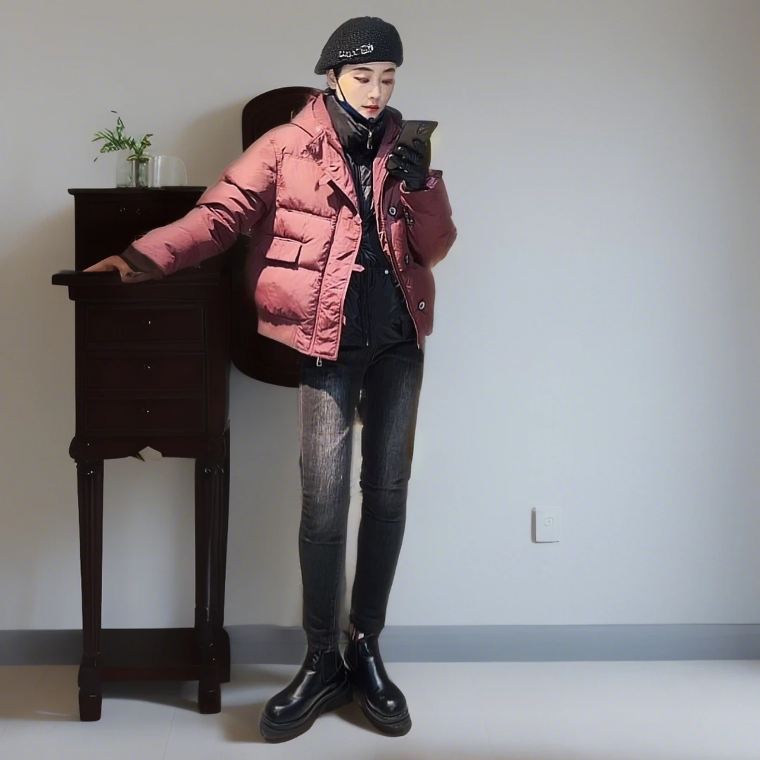 01127穿好看的皮囊 见有趣的灵魂 美式高腰复古紫红色连帽棉服