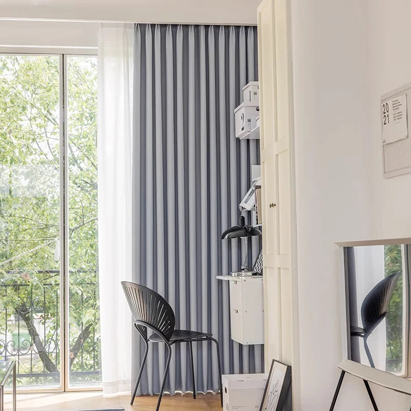 F12轻奢全遮光窗帘雪尼尔时尚灰色客厅卧室阳台加厚窗帘成品