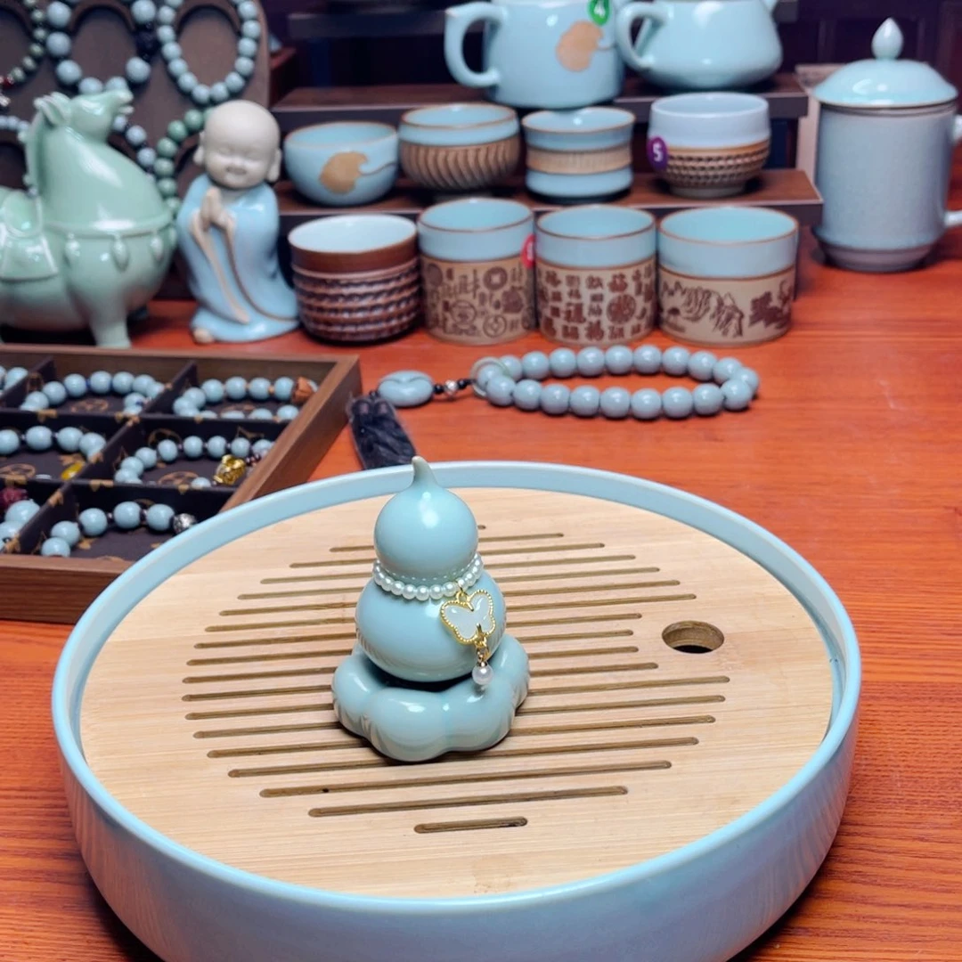 【闪购商品】摆件陶汝州单壶壶，壶盖碗，串