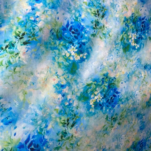 升级版精品天丝木棉.蓝色小碎花.春夏连衣裙旗袍面料轻薄透气