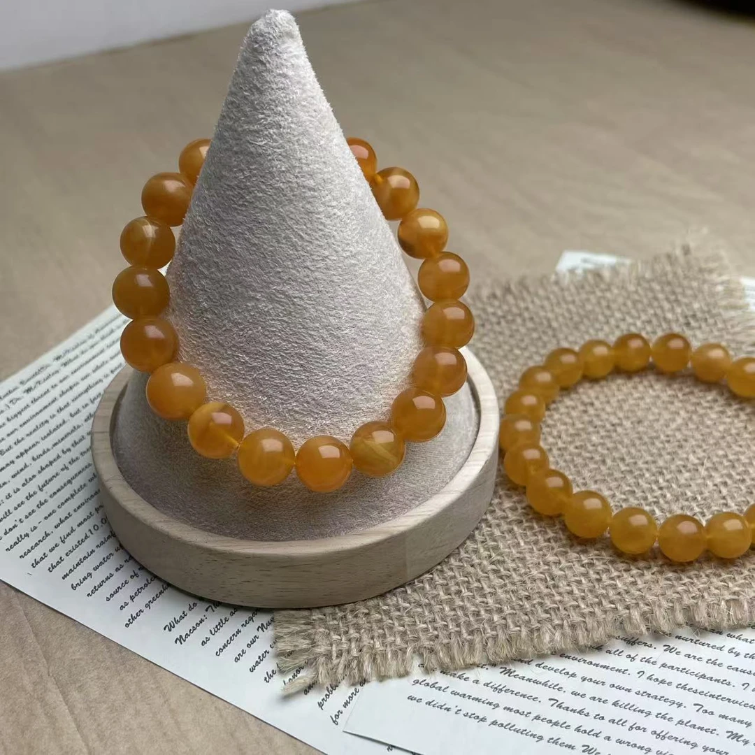 【梵东甄选】Z381-天然高品腰花蜜蜡单圈手串手链-多样性发其一