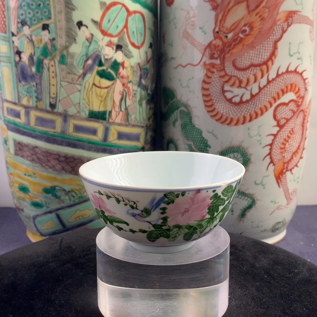 陶碗3880瓷器1–粉彩花鸟纹碗