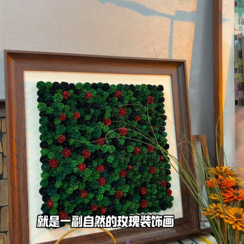 松果玫瑰热门收纳相框网红手工diy装饰挂画客厅玄关桌面摆台摆件