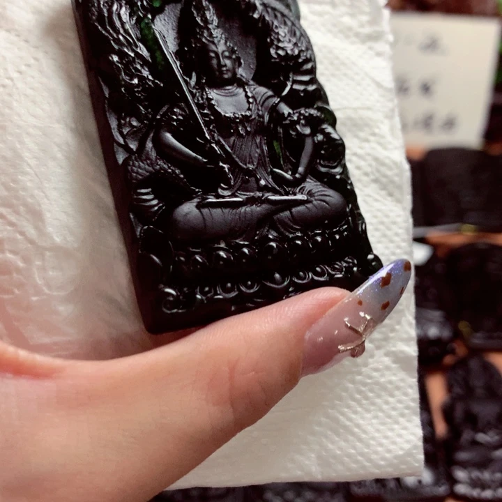 天然缅甸a货钢琴黑挂件