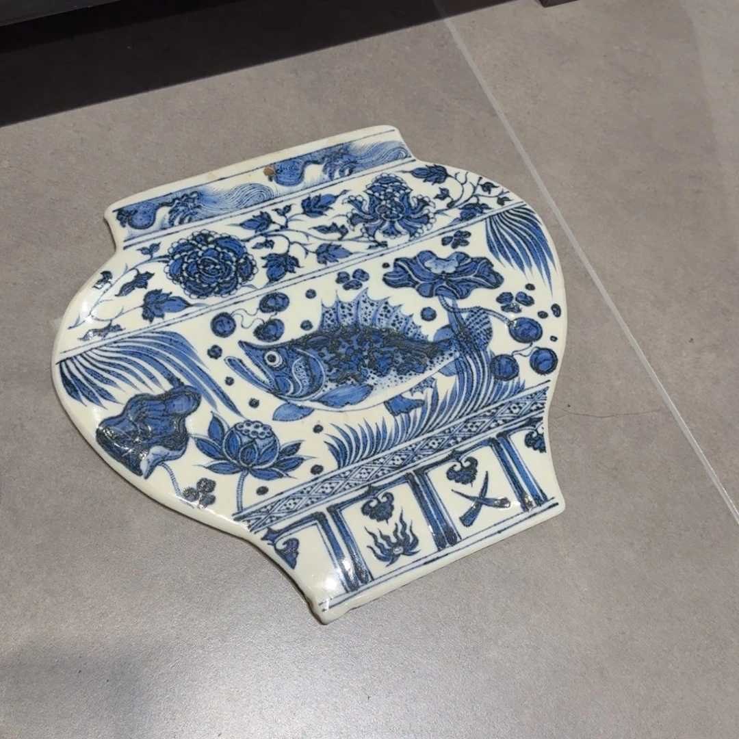 瓷片鱼藻纹挂壁挂件