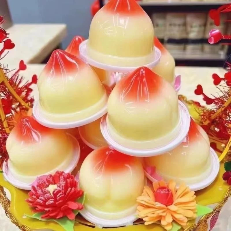 潮汕福桃型果冻布丁桃然心动折塔果冻仙桃中秋节果冻塔材料拜月娘