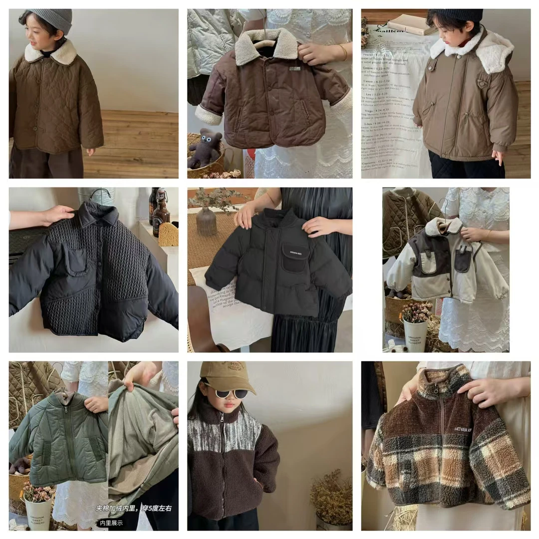 美雅雅《棉服福利合集》男童女童加绒外套WX71儿童保暖拼接棉服加厚