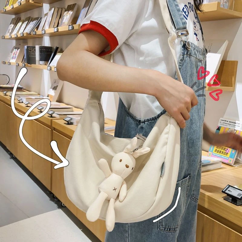 A2复古风多口袋款韩式可折叠斜挎包腋下单肩时尚托特包