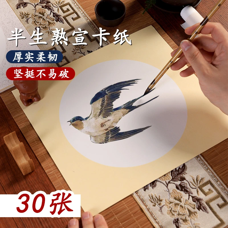 国画宣纸卡纸加厚书法专用临摹纸半生半熟空白宣纸毛笔练字作品纸