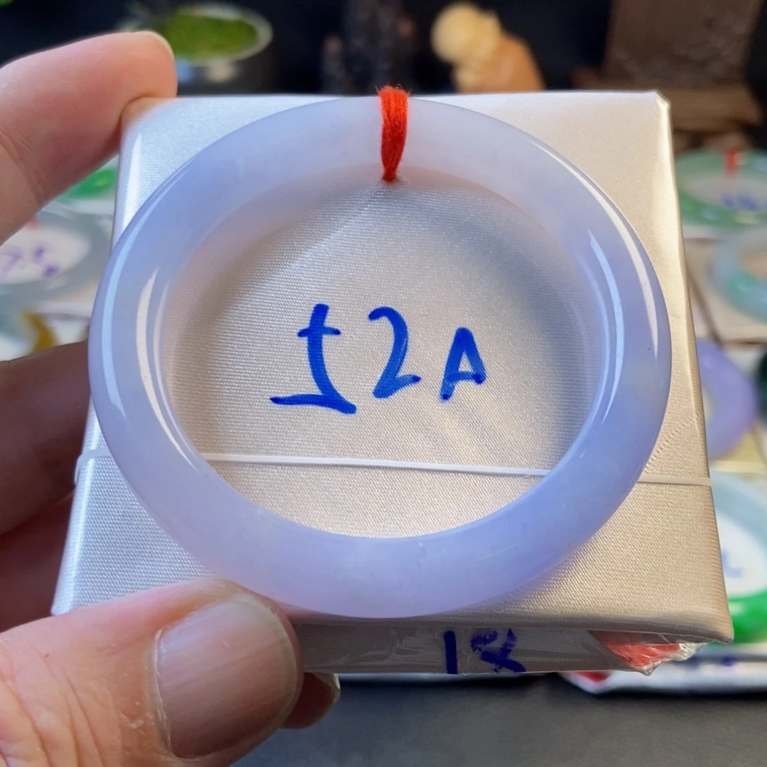 翡翠未镶嵌手镯33冰紫小圆条