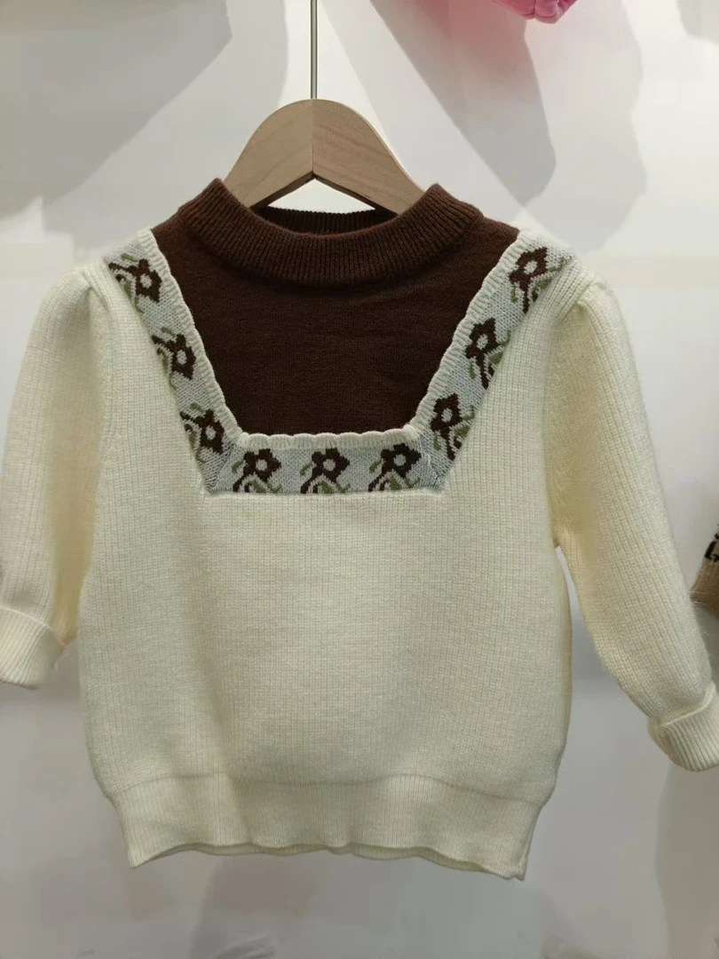 小童秋款潮童熊4223时尚休闲百韩版搭豹纹长袖洋气套头圆领毛衣