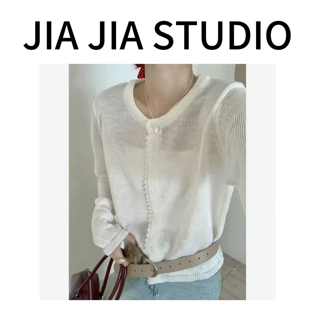 嘉嘉推荐#262【夏款】冰丝防晒蕾丝拼接开衫