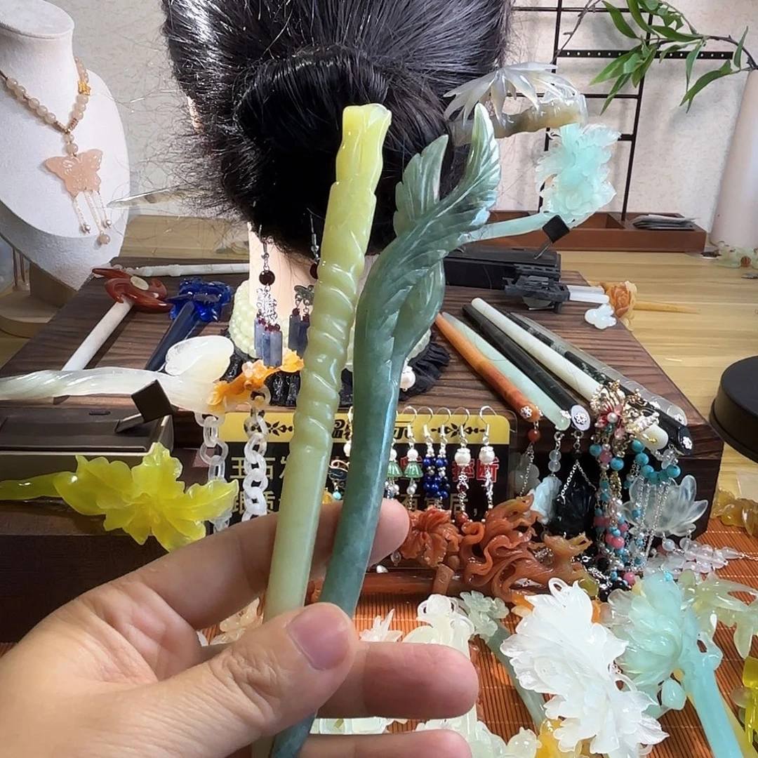 蛇纹石玉合金发饰