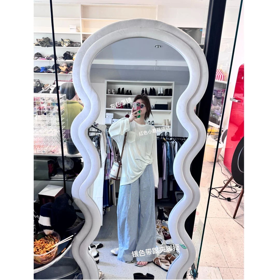 晶咕【花花裤】彩色点点全松紧高腰欧若风阔腿直筒抽绳休闲