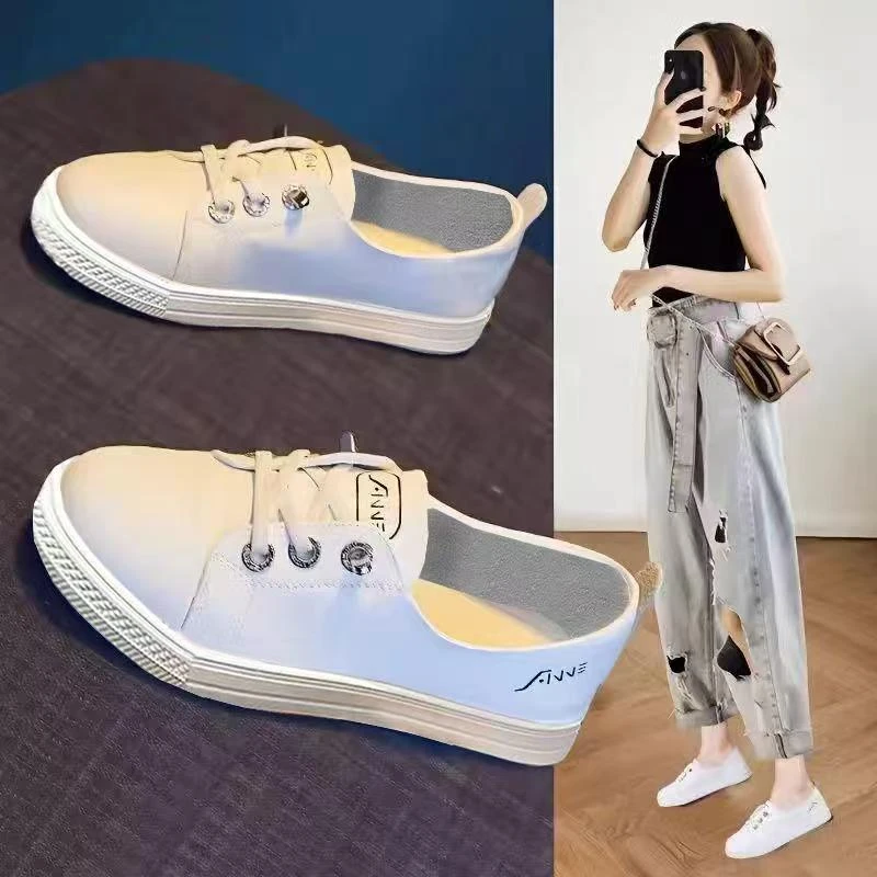 夏季软底浅口小白鞋女2025板鞋轻便皮面平底女鞋休闲单鞋运动鞋女
